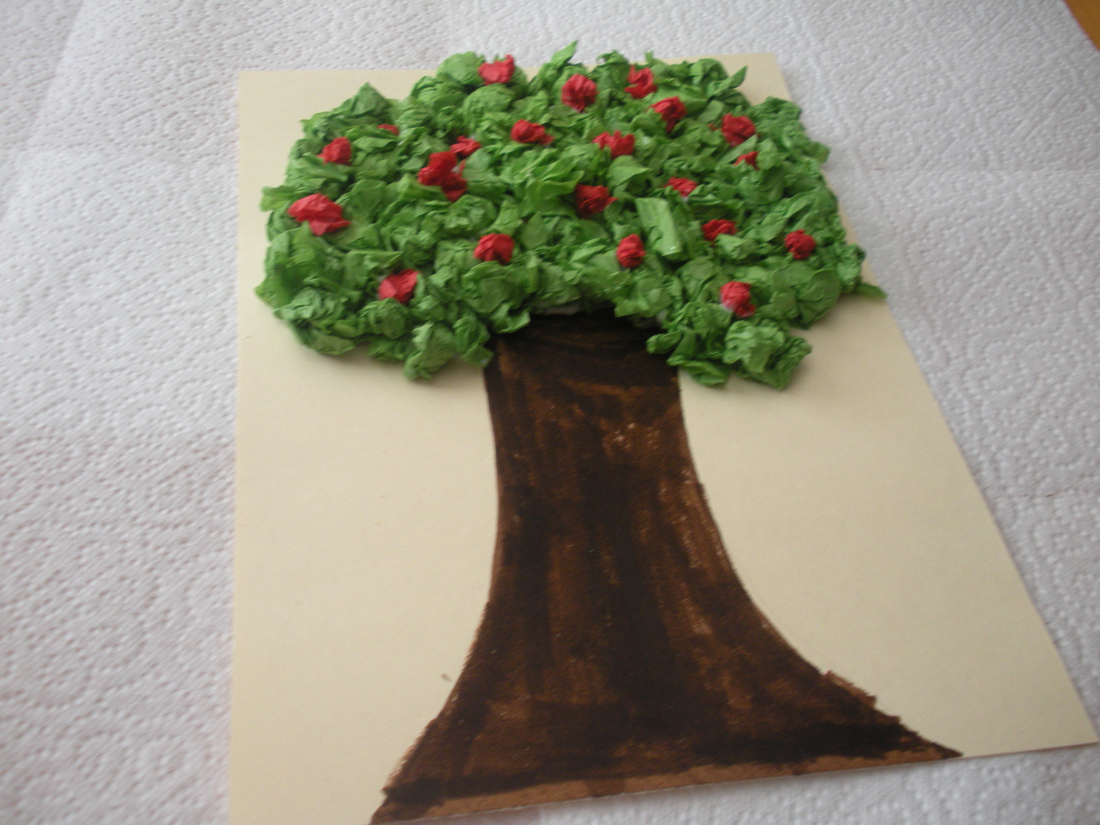 Tissue Paper Art Apple Tree Craft